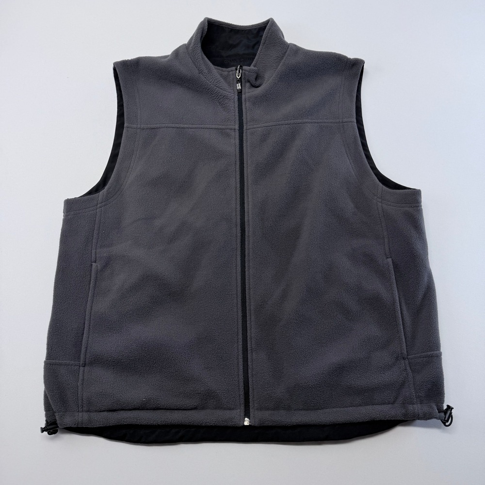 Grand Slam TotalTech Mens XL Gray Fleece Full Zip Vest Pockets Adjustable Hem